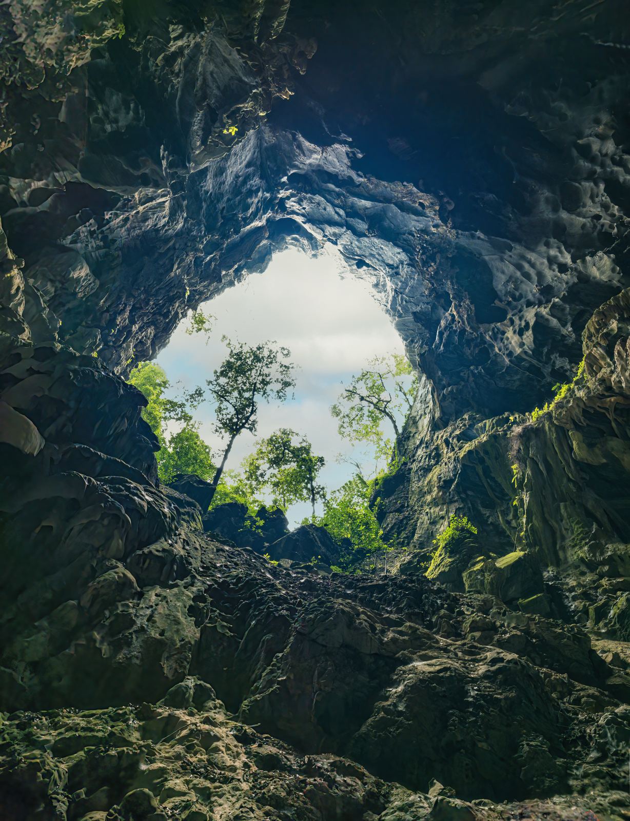 Skylight opening inside Ruc Mon cave