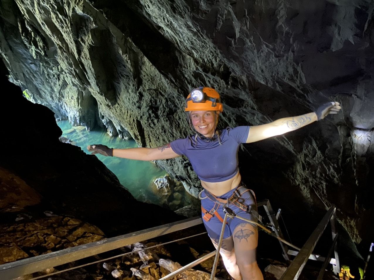 Climbing inside Ruc Mon cave, Phong Nha adventure tour
